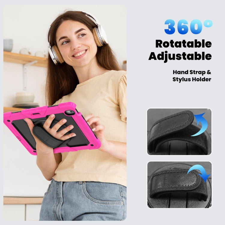 For iPad Air 13 2024 Silicone Hybrid PC Tablet Case with Shoulder Strap(Black + Rose Red) - iPad Air 13 2024 Cases by PMC TechLife | Online Shopping South Africa | PMC TechLife | Buy Now Pay Later Mobicred