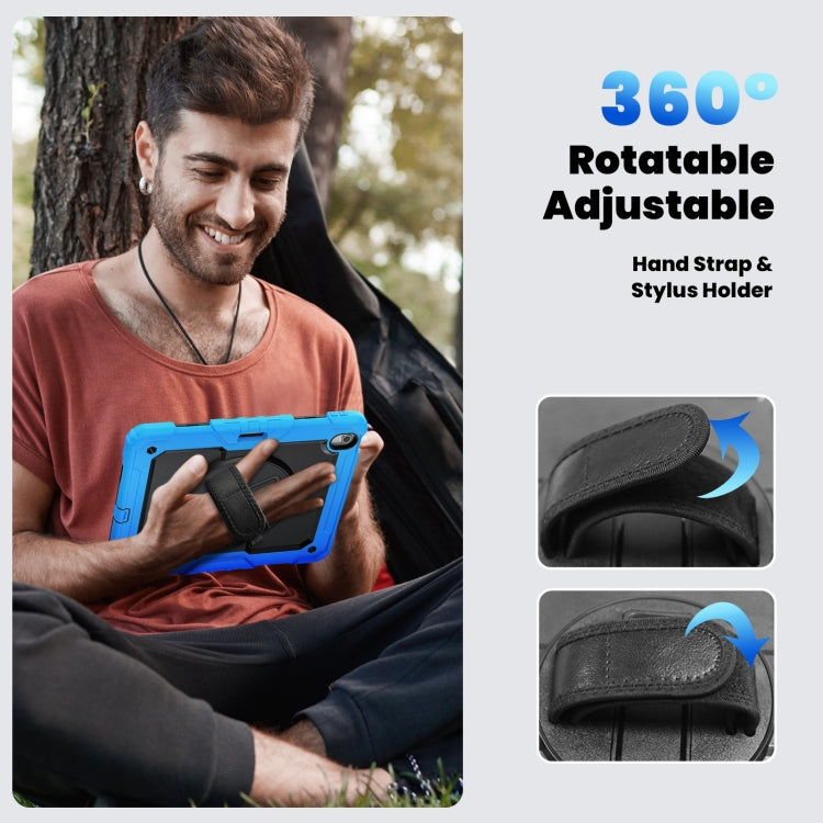 For iPad Air 13 2025 / 2024 Silicone Hybrid PC Tablet Case with Shoulder Strap(Black + Light Blue) - iPad Air 13 2025 / 2024 Cases by PMC TechLife | Online Shopping South Africa | PMC TechLife | Buy Now Pay Later Mobicred