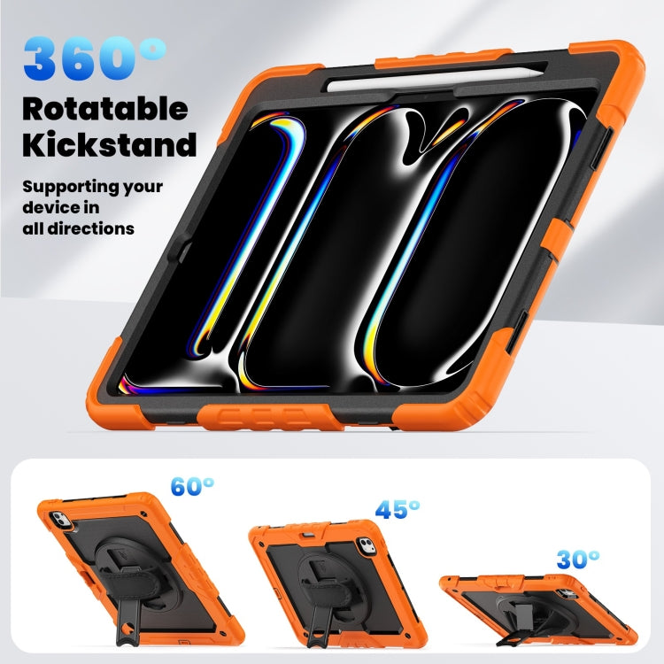 For iPad Pro 13 2024 Silicone Hybrid PC Tablet Case with Shoulder Strap(Orange) - free shipping - PMC TechLife - Order now!