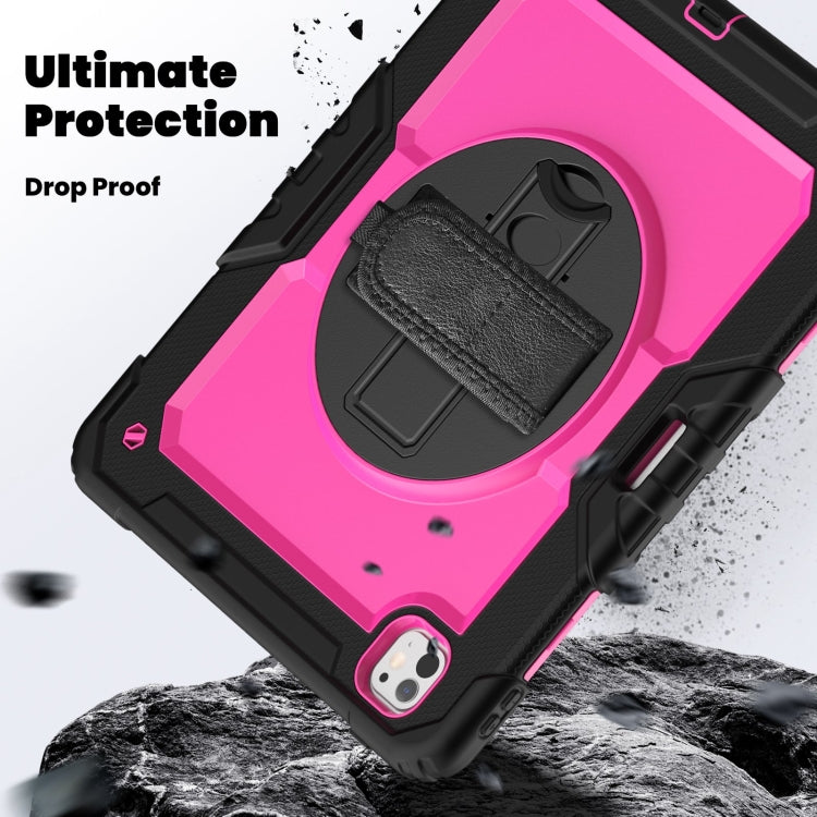 For iPad Pro 13 2024 Silicone Hybrid PC Tablet Case with Shoulder Strap(Rose Red + Black) - iPad Pro 13 2024 Cases by PMC TechLife | Online Shopping South Africa | PMC TechLife | Buy Now Pay Later Mobicred