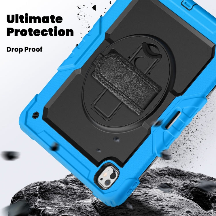 For iPad Pro 13 2024 Silicone Hybrid PC Tablet Case with Shoulder Strap(Black + Light Blue) - iPad Pro 13 2024 Cases by PMC TechLife | Online Shopping South Africa | PMC TechLife | Buy Now Pay Later Mobicred