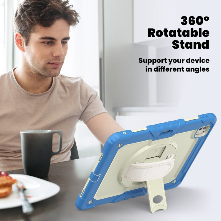 For iPad Pro 13 2024 Silicone Hybrid PC Tablet Case with Shoulder Strap(Beige + Cyan-blue) - iPad Pro 13 2024 Cases by PMC TechLife | Online Shopping South Africa | PMC TechLife | Buy Now Pay Later Mobicred