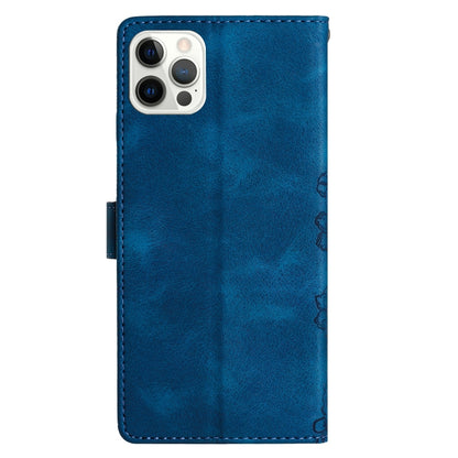 For iPhone 16 Pro Cherry Blossom Butterfly Skin Feel Embossed PU Phone Case(Blue) - iPhone 16 Pro Cases by PMC Jewellery | Online Shopping South Africa | PMC Jewellery | Buy Now Pay Later Mobicred