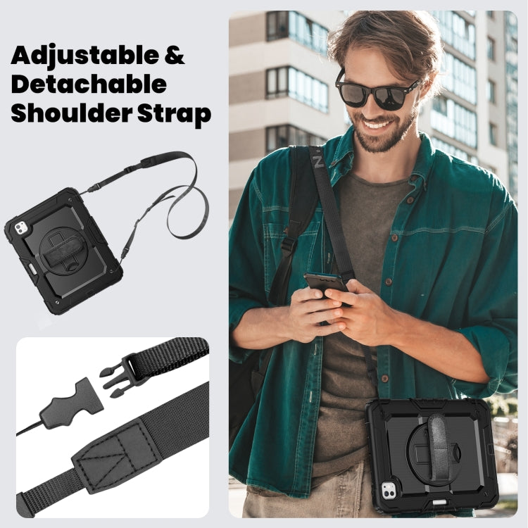 For iPad Pro 11 2024 Silicone Hybrid PC Tablet Case with Shoulder Strap(Black) - iPad Pro 11 2024 Cases by PMC TechLife | Online Shopping South Africa | PMC TechLife | Buy Now Pay Later Mobicred