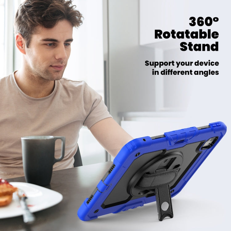 For iPad Pro 11 2024 Silicone Hybrid PC Tablet Case with Shoulder Strap(Black + Dark Blue) - iPad Pro 11 2024 Cases by PMC TechLife | Online Shopping South Africa | PMC TechLife | Buy Now Pay Later Mobicred