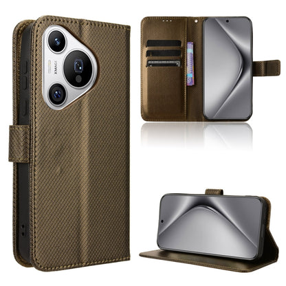 For Huawei Pura 70 Diamond Texture Leather Phone Case(Brown) - Huawei Cases by PMC Jewellery | Online Shopping South Africa | PMC Jewellery | Buy Now Pay Later Mobicred