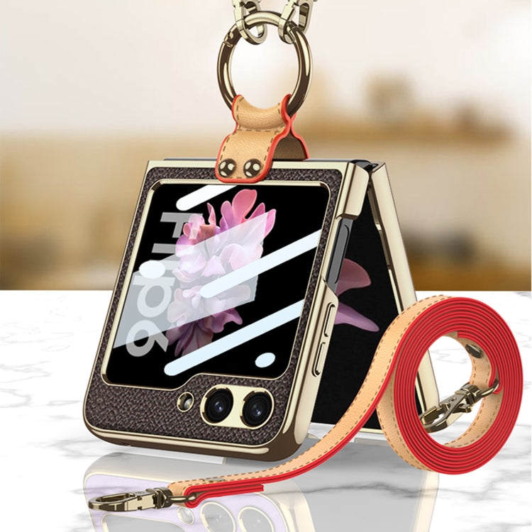 For Samsung Galaxy Z Flip6 / Flip7 FE GKK Integrated Electroplating Leather Phone Case with Ring/Strap(Pink) - free shipping - PMC Jewellery - Order now!