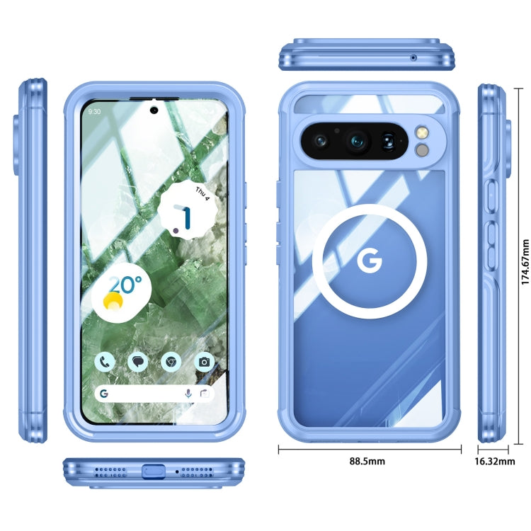 For Google Pixel 9 / 9 Pro RedPepper Transparent IP65 Life Waterproof Phone Case(Blue) - Google Cases by RedPepper | Online Shopping South Africa | PMC Jewellery | Buy Now Pay Later Mobicred