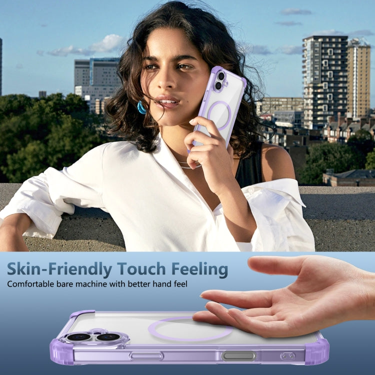 For iPhone 16 Transparent MagSafe Magnetic Phone Case(Purple) - iPhone 16 Cases by PMC TechLife | Online Shopping South Africa | PMC TechLife | Buy Now Pay Later Mobicred