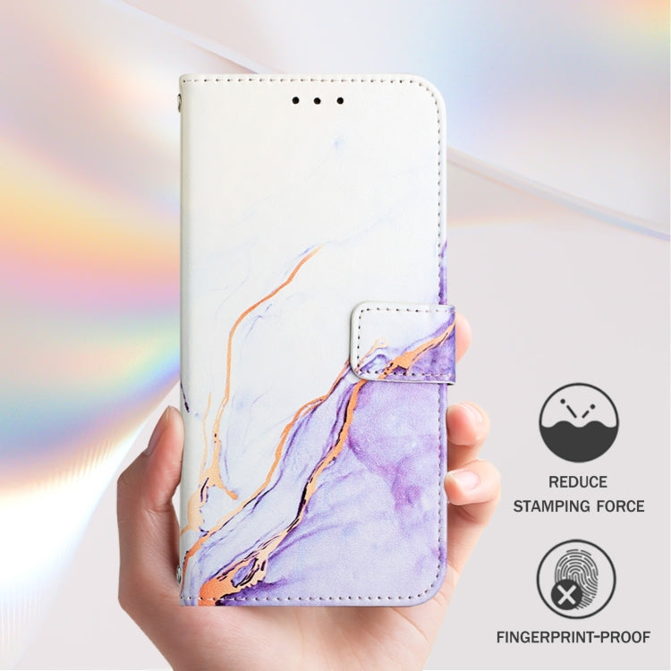 For Blackview A52 PT003 Marble Pattern Flip Leather Phone Case(White Purple) - More Brand by PMC Jewellery | Online Shopping South Africa | PMC Jewellery | Buy Now Pay Later Mobicred