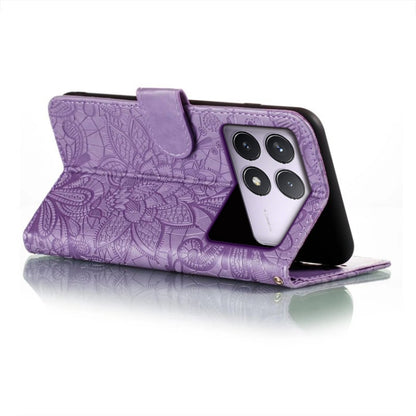 For Xiaomi Redmi K70 Lace Flower Embossing Flip Leather Phone Case(Purple) - K70 Cases by PMC Jewellery | Online Shopping South Africa | PMC Jewellery | Buy Now Pay Later Mobicred