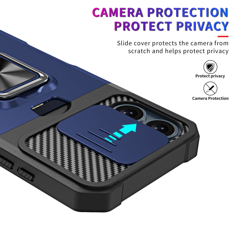 For iPhone 16 Camera Shield Card Slot PC+TPU Phone Case(Black) - iPhone 16 Cases by PMC TechLife | Online Shopping South Africa | PMC TechLife | Buy Now Pay Later Mobicred