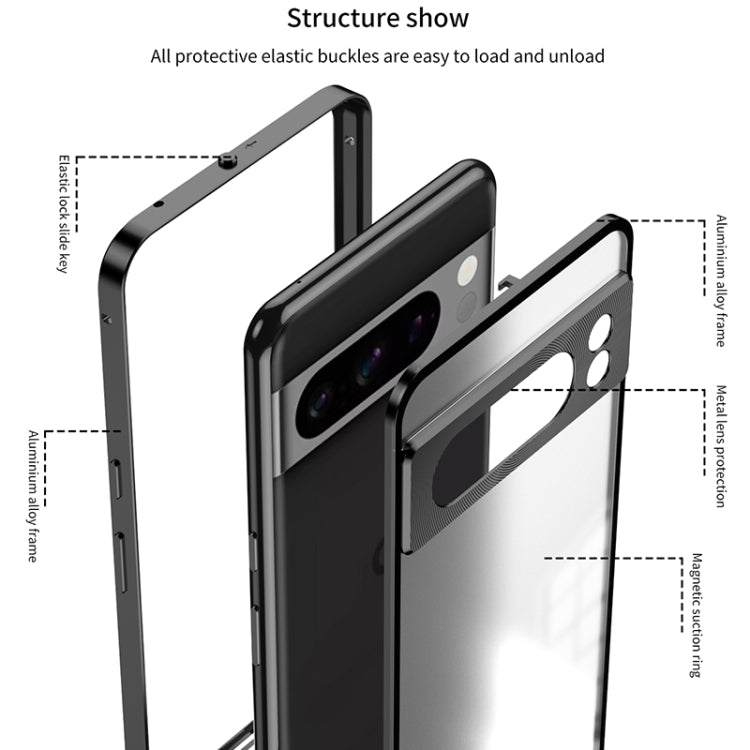 For Google Pixel 8a Snap Buckle Metal Frame Frosted Phone Case(Grey) - Google Cases by PMC TechLife | Online Shopping South Africa | PMC TechLife | Buy Now Pay Later Mobicred