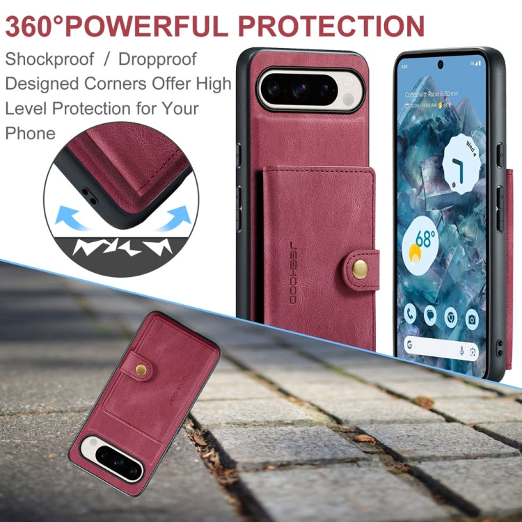 For Google Pixel 9 Pro JEEHOOD J01 Retro Magnetic Detachable Wallet Phone Case(Red) - Google Cases by JEEHOOD | Online Shopping South Africa | PMC Jewellery | Buy Now Pay Later Mobicred