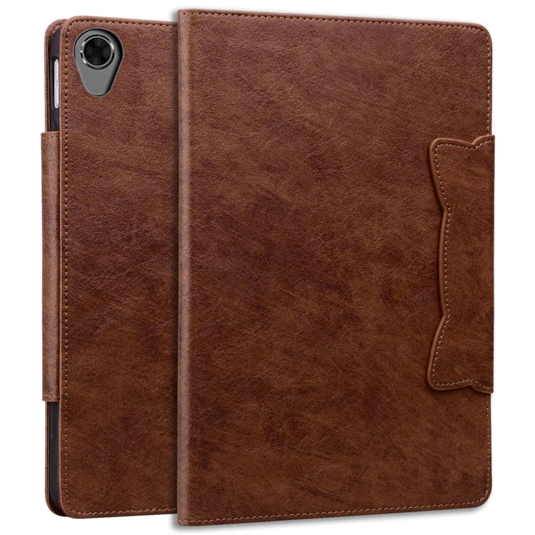 For Lenovo Tab M8 Cat Buckle Leather Tablet Case(Brown) - Lenovo by PMC TechLife | Online Shopping South Africa | PMC TechLife | Buy Now Pay Later Mobicred