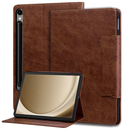 For Samsung Galaxy Tab S9+ / S8+ / S7+ Cat Buckle Leather Smart Tablet Case(Brown) - Galaxy Tab S9+ Cases by PMC Jewellery | Online Shopping South Africa | PMC Jewellery | Buy Now Pay Later Mobicred