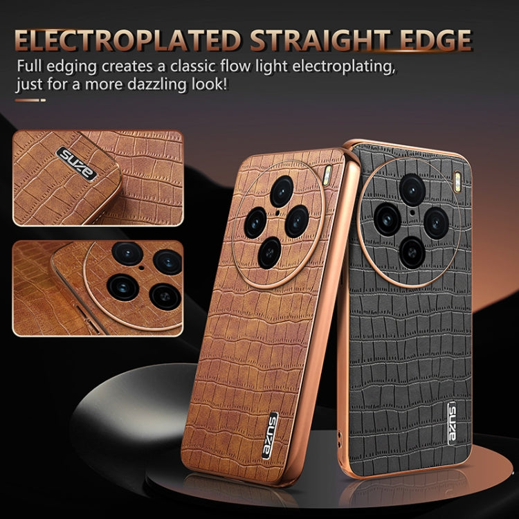 For vivo X100 Pro 5G / X100s Pro AZNS Electroplated Frame Crocodile Texture Full Coverage Phone Case(White) - vivo Cases by AZNS | Online Shopping South Africa | PMC Jewellery | Buy Now Pay Later Mobicred