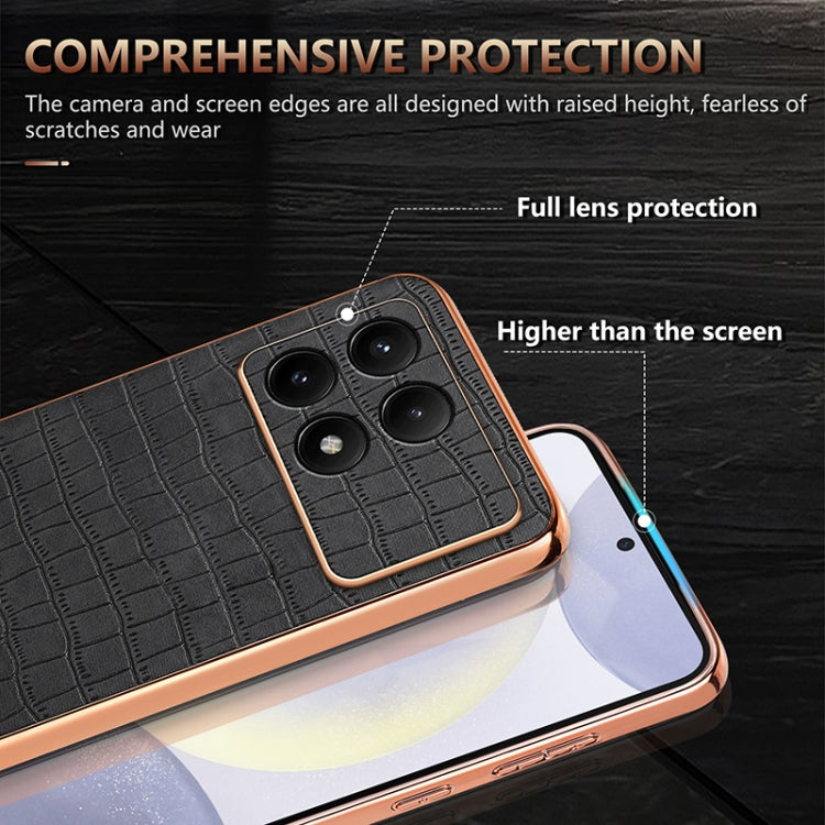 For Redmi K70 / K70 Pro AZNS Electroplated Frame Crocodile Texture Full Coverage Phone Case(Blue) - K70 Cases by AZNS | Online Shopping South Africa | PMC Jewellery | Buy Now Pay Later Mobicred