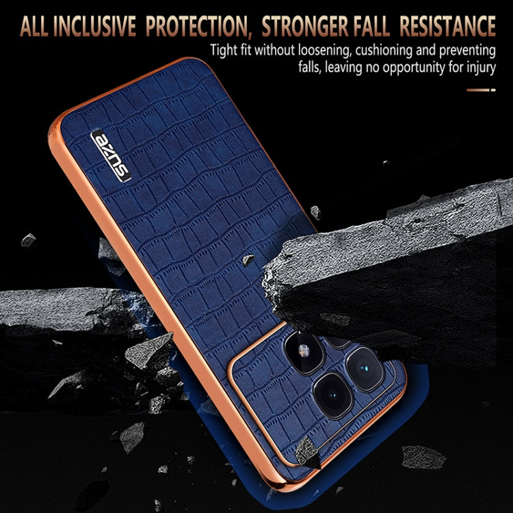 For Redmi K70 Ultra AZNS Electroplated Frame Crocodile Texture Full Coverage Phone Case(Brown) - Xiaomi Cases by AZNS | Online Shopping South Africa | PMC Jewellery | Buy Now Pay Later Mobicred