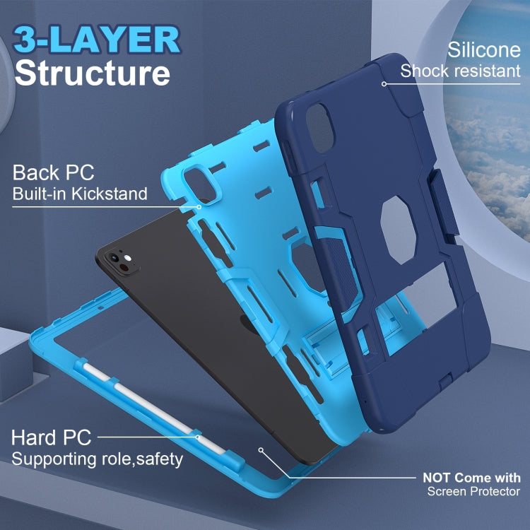 For iPad Pro 11 2024 Contrast Color Silicone Acrylic PC Tablet Case with Holder(Navy Blue) - iPad Pro 11 2024 Cases by PMC TechLife | Online Shopping South Africa | PMC TechLife | Buy Now Pay Later Mobicred