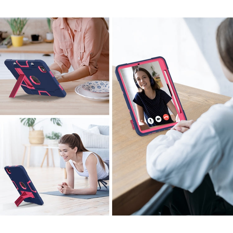 For iPad Pro 11 2024 Contrast Color Silicone Acrylic PC Tablet Case with Holder(Navy Blue Rose Red) - iPad Pro 11 2024 Cases by PMC TechLife | Online Shopping South Africa | PMC TechLife | Buy Now Pay Later Mobicred
