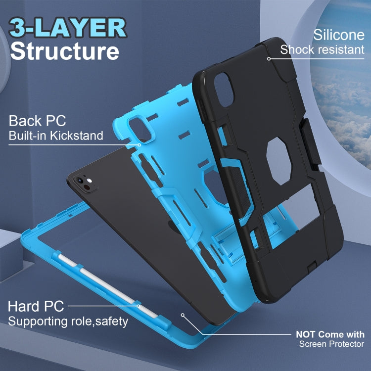 For iPad Pro 11 2024 Contrast Color Silicone Acrylic PC Tablet Case with Holder(Black Blue) - iPad Pro 11 2024 Cases by PMC TechLife | Online Shopping South Africa | PMC TechLife | Buy Now Pay Later Mobicred