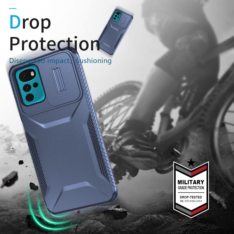For Motorola Moto G22 2024 Sliding Camshield Phone Case(Blue) - Motorola Cases by PMC Jewellery | Online Shopping South Africa | PMC Jewellery | Buy Now Pay Later Mobicred