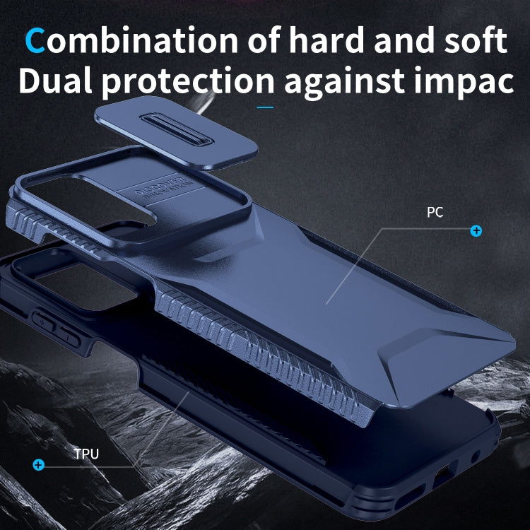 For Motorola Moto G22 2024 Sliding Camshield Phone Case(Blue) - Motorola Cases by PMC Jewellery | Online Shopping South Africa | PMC Jewellery | Buy Now Pay Later Mobicred