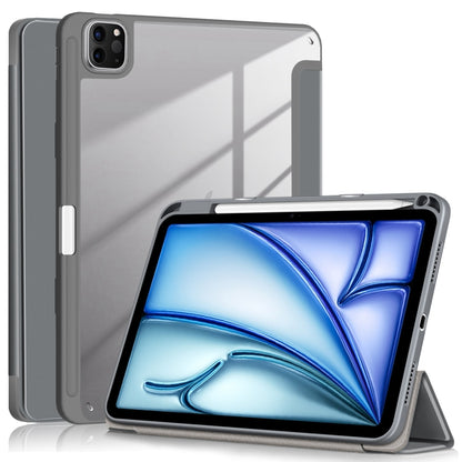 For iPad Air 11 2024 / Pro 11 2022 Acrylic 3-Fold Smart Leather Tablet Case(Grey) - iPad Air 11 2024 Cases by PMC Jewellery | Online Shopping South Africa | PMC Jewellery | Buy Now Pay Later Mobicred