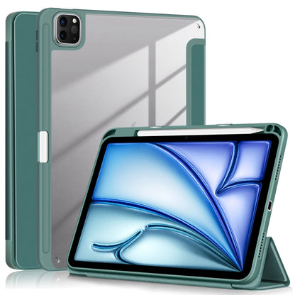 For iPad Air 11 2024 / Pro 11 2022 Acrylic 3-Fold Smart Leather Tablet Case(Deep Green) - iPad Air 11 2024 Cases by PMC Jewellery | Online Shopping South Africa | PMC Jewellery | Buy Now Pay Later Mobicred