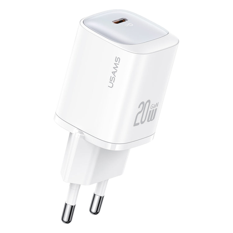 USAMS CC248 20W USB-C / Type-C GaN Fast Charger, EU Plug(White) - USB Charger by USAMS | Online Shopping South Africa | PMC TechLife | Buy Now Pay Later Mobicred