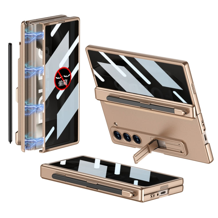 For Samsung Galaxy Z Fold6 GKK Integrated Anti Peep Full Coverage Magnetic Fold Phone Case with Pen Slot, Not Included Pen(Gold) - Galaxy Z Fold6 5G Cases by GKK | Online Shopping South Africa | PMC Jewellery | Buy Now Pay Later Mobicred