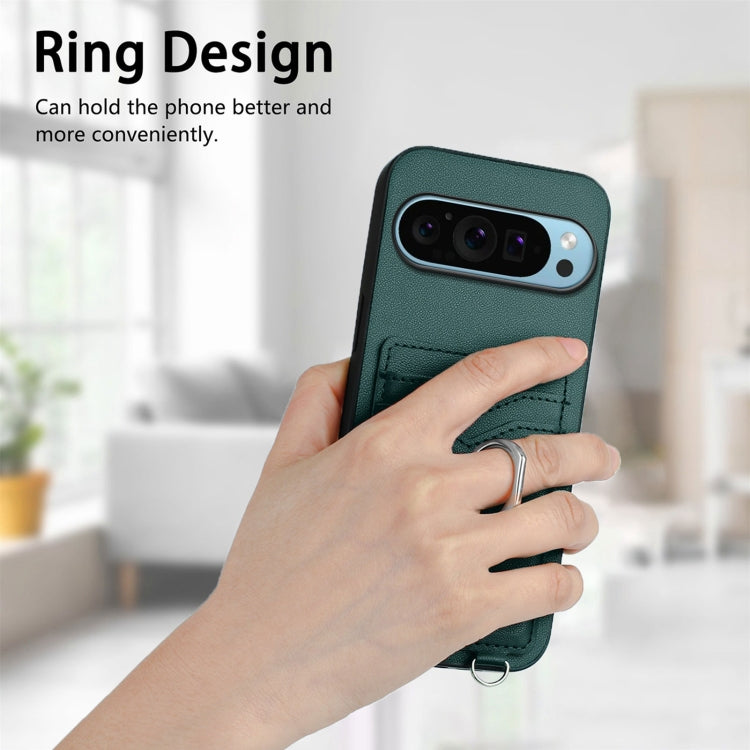 For Google Pixel 9 Pro XL R20 Crossbody Rope Ring Card Holder Phone Case(Green) - Google Cases by PMC Jewellery | Online Shopping South Africa | PMC Jewellery | Buy Now Pay Later Mobicred