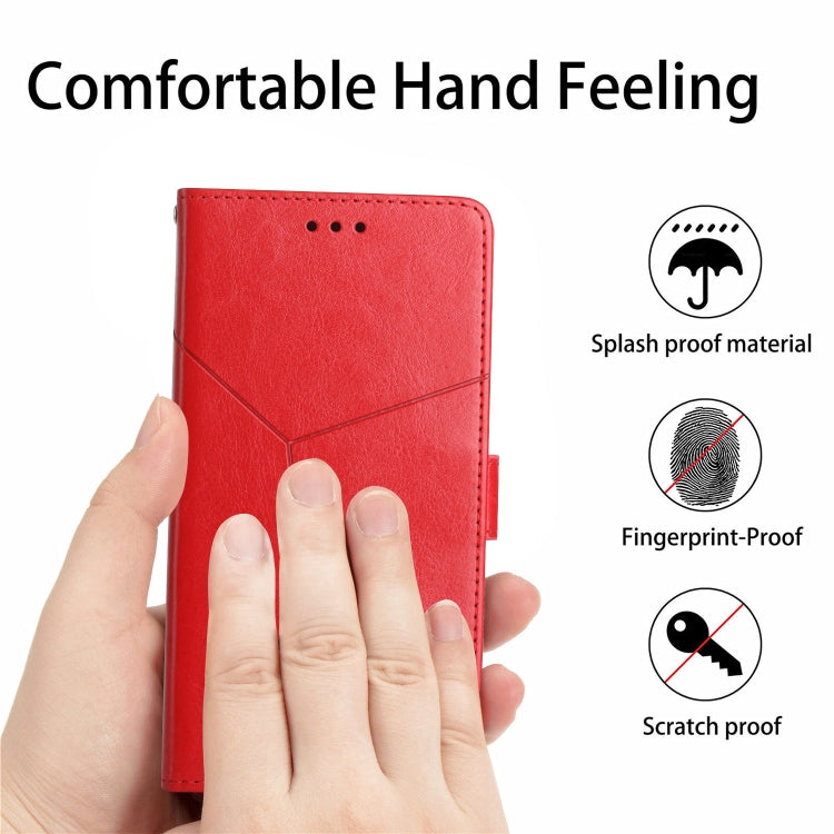 For Samsung Galaxy S25 5G Y-shaped Pattern Flip Leather Phone Case(Red) - Galaxy S25 5G Cases by PMC Jewellery | Online Shopping South Africa | PMC Jewellery | Buy Now Pay Later Mobicred