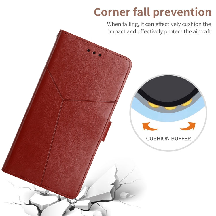 For Samsung Galaxy S25+ 5G Y-shaped Pattern Flip Leather Phone Case(Brown) - Galaxy S25+ 5G Cases by PMC Jewellery | Online Shopping South Africa | PMC Jewellery | Buy Now Pay Later Mobicred