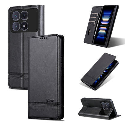 For Redmi K70 Ultra AZNS Magnetic Calf Texture Flip Leather Phone Case(Black) - Xiaomi Cases by AZNS | Online Shopping South Africa | PMC Jewellery | Buy Now Pay Later Mobicred