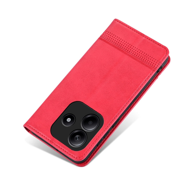 For Redmi Note 14 5G AZNS Magnetic Calf Texture Flip Leather Phone Case(Red) - Note 14 Cases by AZNS | Online Shopping South Africa | PMC Jewellery | Buy Now Pay Later Mobicred