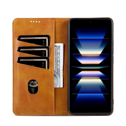 For Redmi Note 14 5G AZNS Magnetic Calf Texture Flip Leather Phone Case(Light Brown) - Note 14 Cases by AZNS | Online Shopping South Africa | PMC Jewellery | Buy Now Pay Later Mobicred