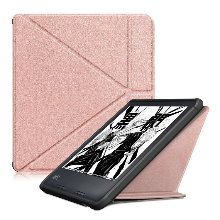 For Kobo Libra Colour 2024 Solid Color Deformation TPU Leather Smart Tablet Case(Rose Gold) - Others by PMC Jewellery | Online Shopping South Africa | PMC Jewellery | Buy Now Pay Later Mobicred
