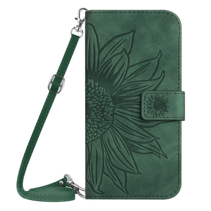 For Samsung Galaxy S25 Ultra 5G Skin Feel Sun Flower Embossed Flip Leather Phone Case with Lanyard(Green) - Galaxy S25 Ultra 5G Cases by PMC Jewellery | Online Shopping South Africa | PMC Jewellery | Buy Now Pay Later Mobicred