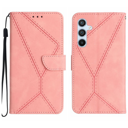 For Samsung Galaxy S25+ 5G Stitching Embossed Leather Phone Case(Pink) - Galaxy S25+ 5G Cases by PMC Jewellery | Online Shopping South Africa | PMC Jewellery | Buy Now Pay Later Mobicred