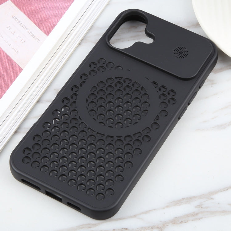 For iPhone 16 Plus Pure Color Honeycomb Aromatherapy MagSafe Phone Case(Black) - iPhone 16 Plus Cases by PMC TechLife | Online Shopping South Africa | PMC TechLife | Buy Now Pay Later Mobicred