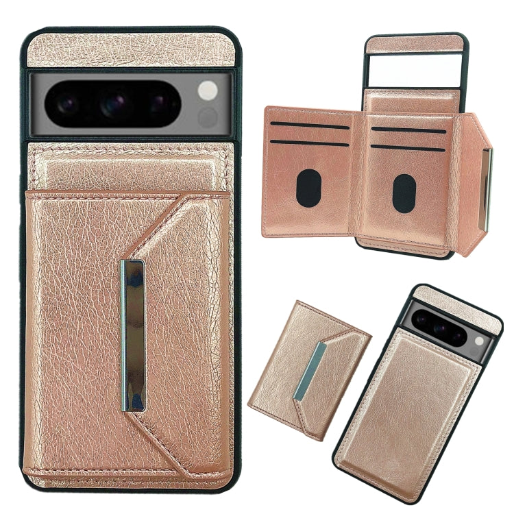 For Google Pixel 9 / 9 Pro Solid Color Metal Buckle Card Slots Bag Phone Case(Rose Gold) - Google Cases by PMC Jewellery | Online Shopping South Africa | PMC Jewellery | Buy Now Pay Later Mobicred