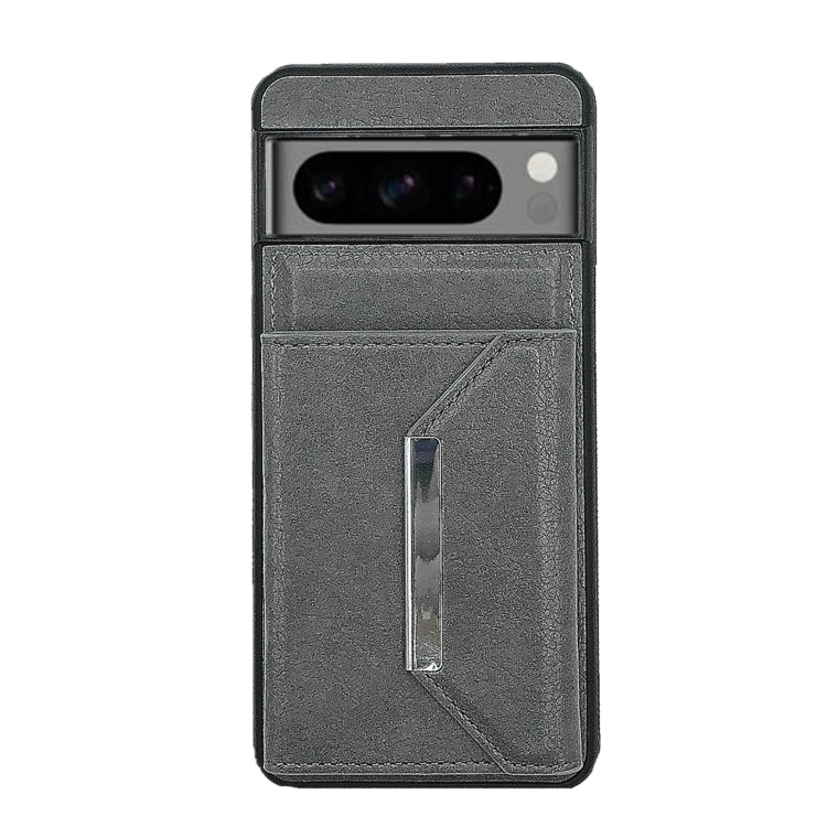 For Google Pixel 9 Pro XL Solid Color Metal Buckle Card Slots Bag Phone Case(Grey) - Google Cases by PMC Jewellery | Online Shopping South Africa | PMC Jewellery | Buy Now Pay Later Mobicred