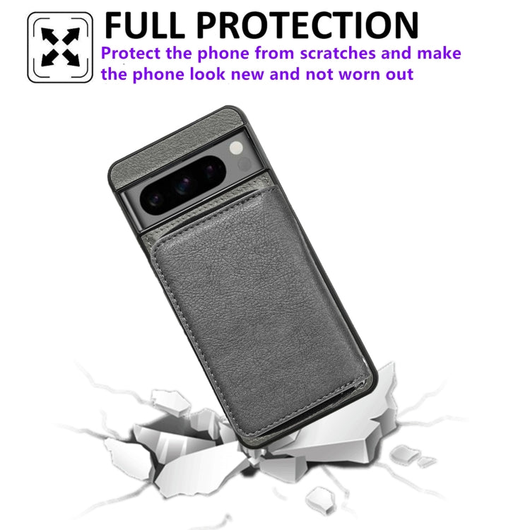 For Google Pixel 8 Solid Color Zipper 11-Card Slots Bag Phone Case with Lanyard(Grey) - Google Cases by PMC TechLife | Online Shopping South Africa | PMC TechLife | Buy Now Pay Later Mobicred