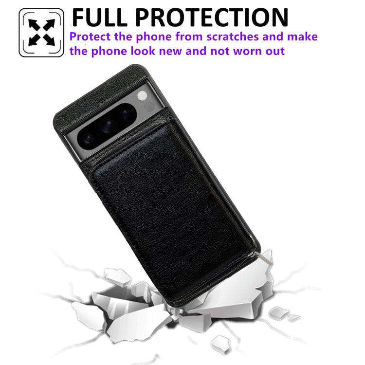 For Google Pixel 7a Solid Color Zipper 11-Card Slots Bag Phone Case with Lanyard(Black) - Google Cases by PMC TechLife | Online Shopping South Africa | PMC TechLife | Buy Now Pay Later Mobicred