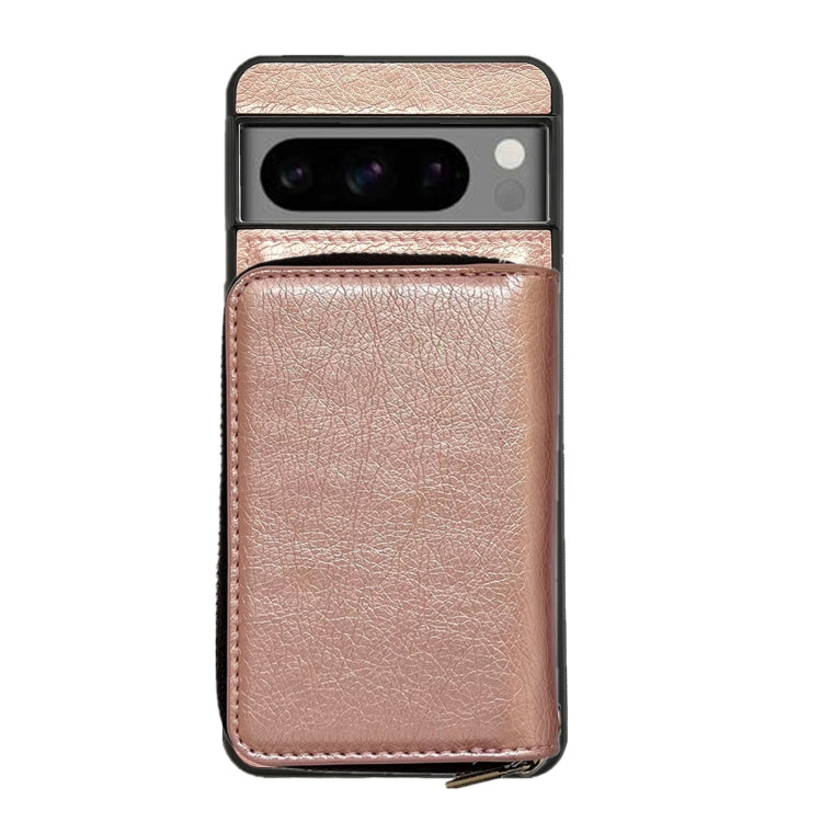 For Google Pixel 7a Solid Color Zipper 11-Card Slots Bag Phone Case with Lanyard(Rose Gold) - Google Cases by PMC TechLife | Online Shopping South Africa | PMC TechLife | Buy Now Pay Later Mobicred