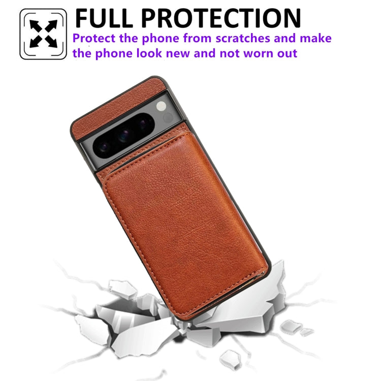 For Google Pixel 7 Solid Color Zipper 11-Card Slots Bag Phone Case with Lanyard(Brown) - Google Cases by PMC TechLife | Online Shopping South Africa | PMC TechLife | Buy Now Pay Later Mobicred