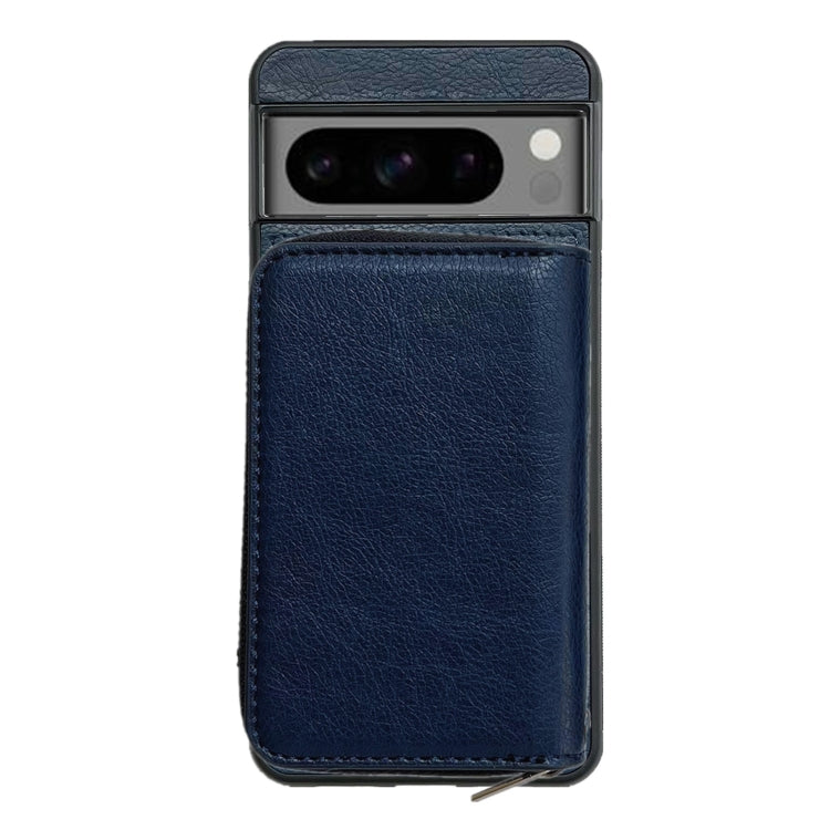 For Google Pixel 6a Solid Color Zipper 11-Card Slots Bag Phone Case with Lanyard(Blue) - Google Cases by PMC TechLife | Online Shopping South Africa | PMC TechLife | Buy Now Pay Later Mobicred
