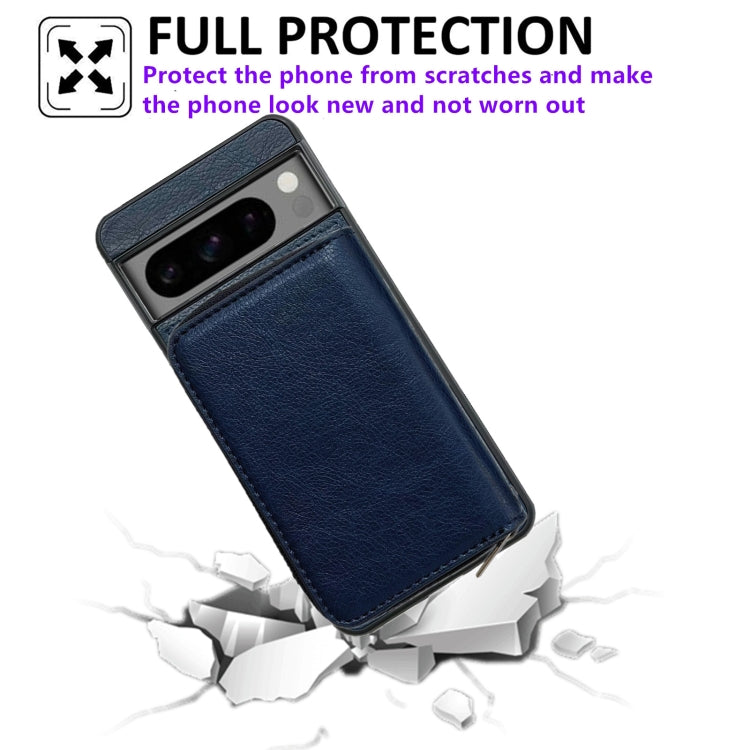 For Google Pixel 6a Solid Color Zipper 11-Card Slots Bag Phone Case with Lanyard(Blue) - Google Cases by PMC TechLife | Online Shopping South Africa | PMC TechLife | Buy Now Pay Later Mobicred